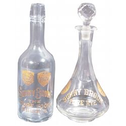 Two Sunny Brook Whiskey Etched Back Bar Bottles