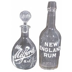 Two Enameled Label Back Bar Bottles