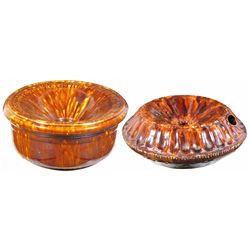 Two Bennington Rockingham Stoneware Spittoons