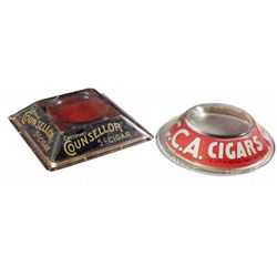 Two Glass Ashtray/Change Tray cigar adv.