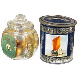 Tuxedo Tobacco Jar & a Tin Litho Tobacco Container