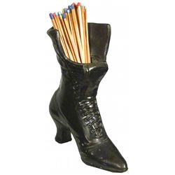 Cast Iron Figural Match Holder Victorian Shoe