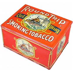 Round Trip Cut Plug Tobacco Lunch Pail Tin