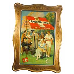London Life Cigarettes Self Framed Tin Sign