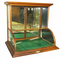 Single Tower Curved Glass Showcase, wood