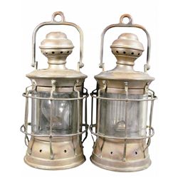 Pair of Heavy Copper Nautical Lanterns