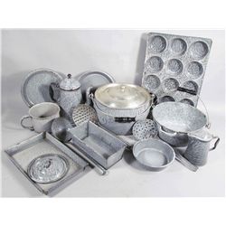 14 Misc. Pieces of Grey Graniteware