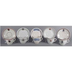 Five Sets of Cups and Saucers Restaurant Ware