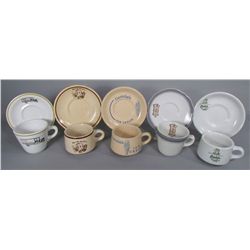 Five Sets of Cups and Saucers Restaurant Ware