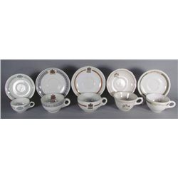 Five Sets of Cups and Saucers Restaurant Ware
