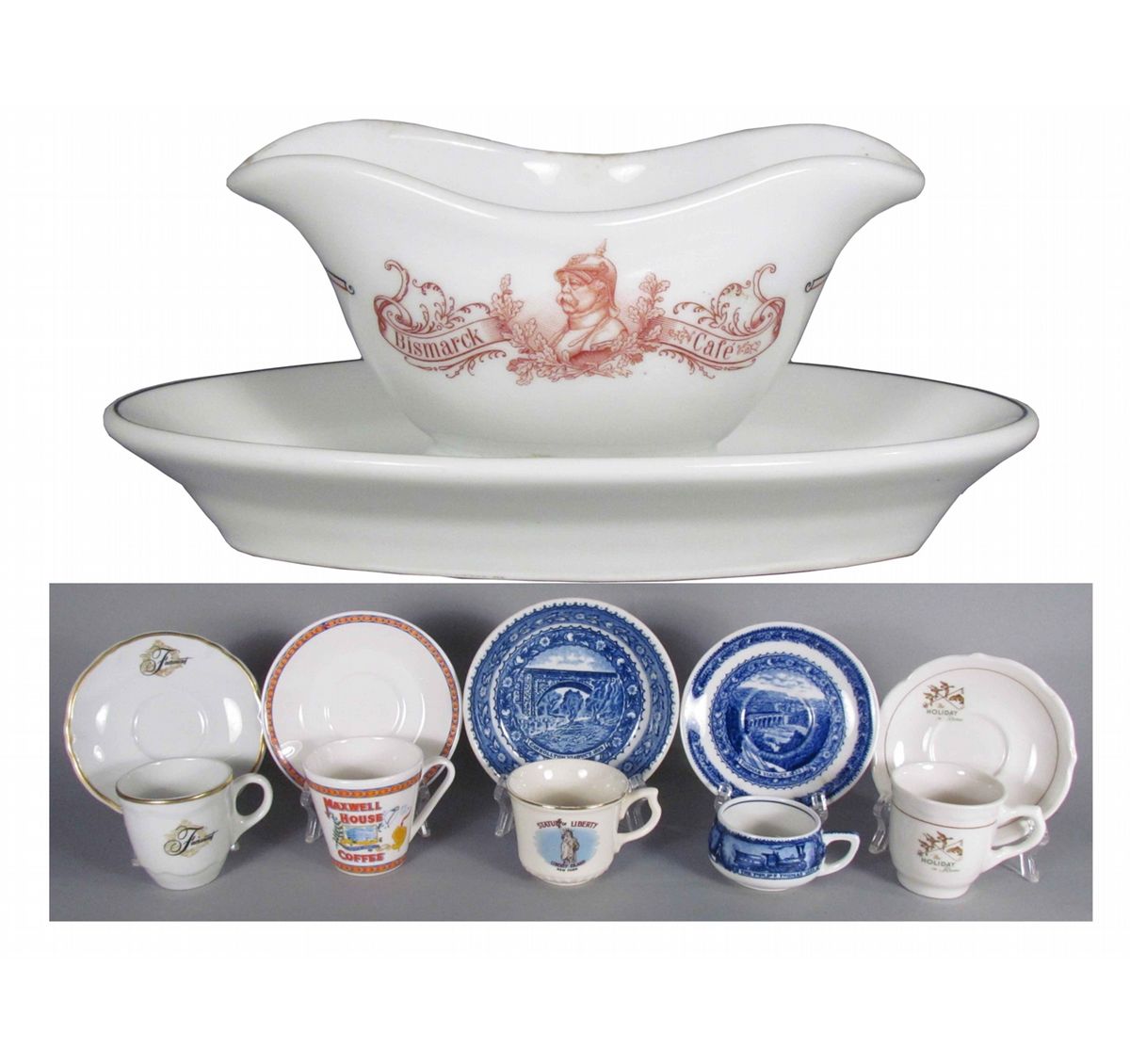 Five Cups, Saucers & Gravy Boat Restaurant Ware