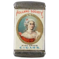 Celluloid Advertising Match Safe Holland Society