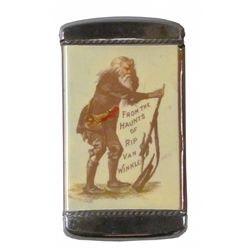 Celluloid Match Safe Depicting Rip Van Winkle