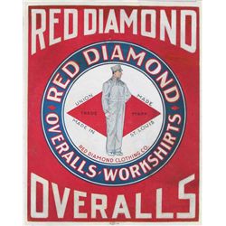 Red Diamond Overalls Cardboard Sign
