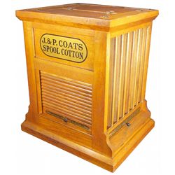 J & P Coats Spool Thread Oak Cabinet