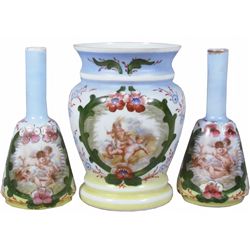 Barber Bottles and Matching Waste Container