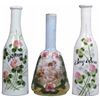 Image 1 : Three Hand Painted Milk Glass Barber Bottles