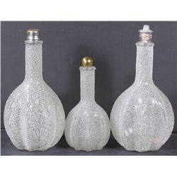 Crackled Glass Barber Bottle Set of Three