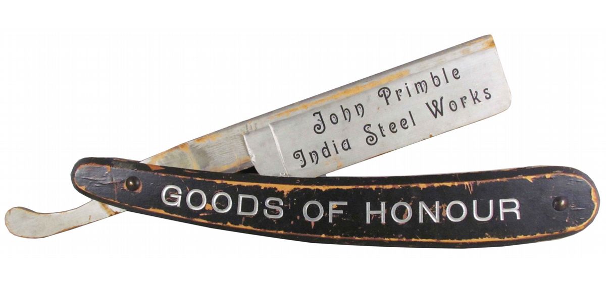 Straight Razor Sign Wood Straight Razor Trade Sign