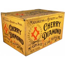 Rare Cherry Diamond Cigar Tin Store Bin