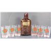 Image 1 : Four Roses Embossed Amber Bottle with Glasses
