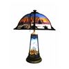 Image 1 : Handel Reverse Painted Metal Overlay Table Lamp