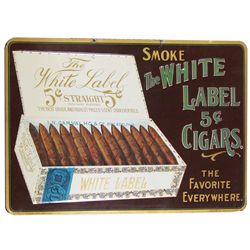 White Label 5 Cent Cigars Self Framed Tin Sign
