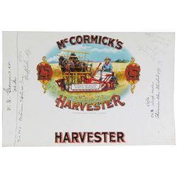 McCormick's Harvester Factory Proof Cigar Label