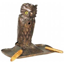 Owl Figural Cigar Cutter and Ash Tray