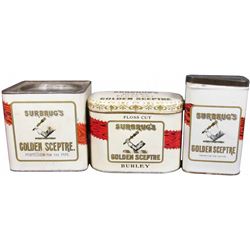 Three Surbrug's Golden Scepter Tobacco Tins