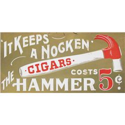 The Hammer 5 Cent Cigar Cardboard Sign