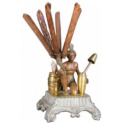 Figural Cigar and Match Holder and Lighter