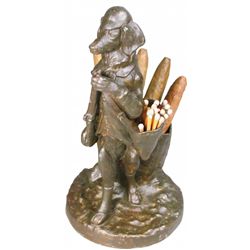 Cast Iron Figural Cigar and Match Holder