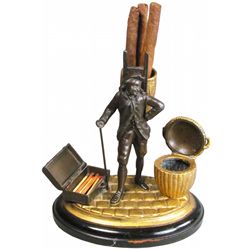 Figural Cigar and Match Holder
