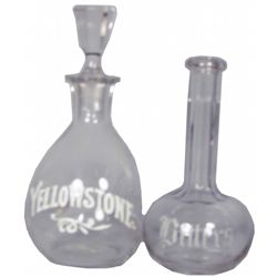 Two Enamel Label Back Bar Bottles