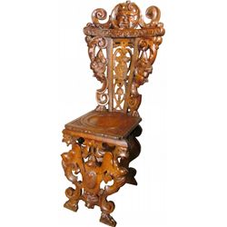 Fancy Carved Walnut Parlor Chair
