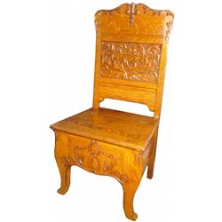 Carved Oak Chair with Storage Seat