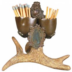 Stag Base Match Holder w/Egg Shaped Tin Holders