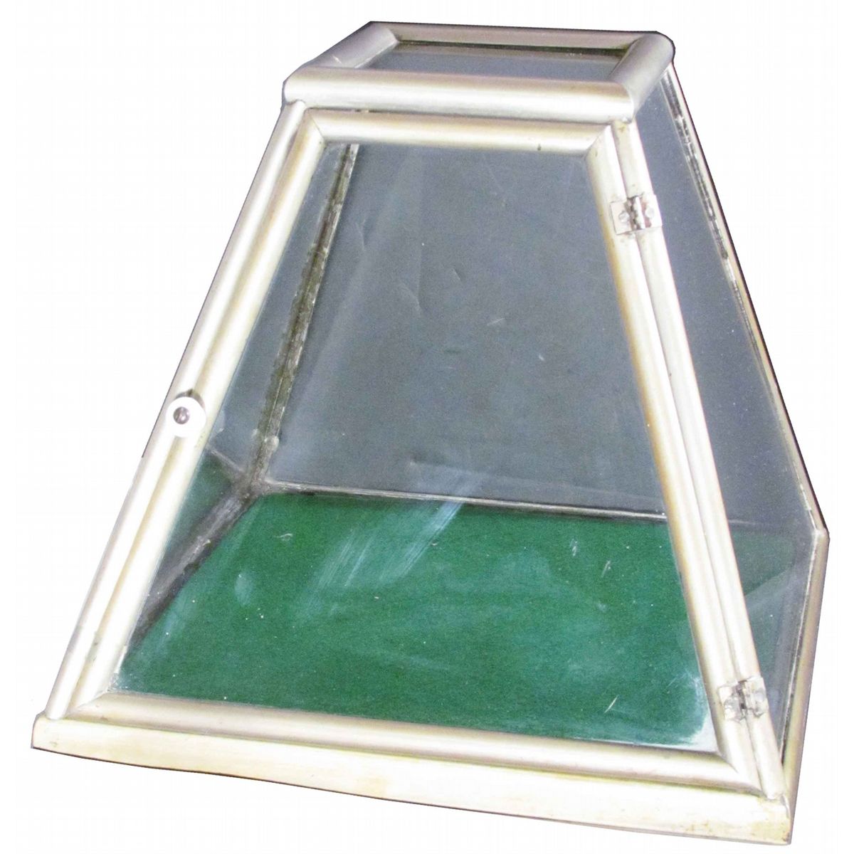 Nickel and Glass Flat Top Pyramid Showcase