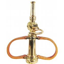 Brass Fire Nozzle with red leather handles & shutoff