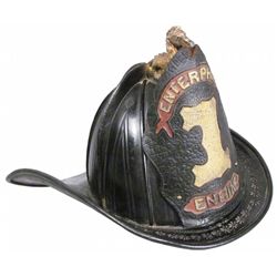 Rare Sea Horse Finial Gratacap Leather Fire Helmet