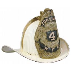 Rare Serpent Finial White Leather Fire Helmet