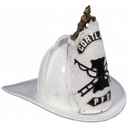 Rare Running Fireman Finial White Fire Helmet