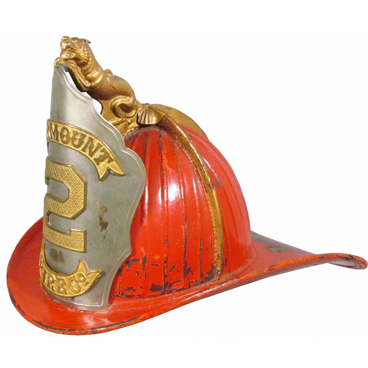Rare Lion Finial Cairns Leather Fire Helmet