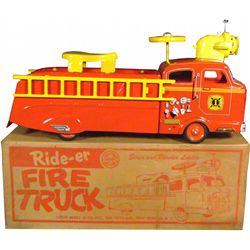 Louis Marx Pressed Steel Rider Fire Engine Toy