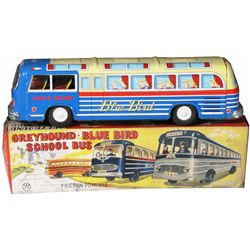 1950's "W" Toys Tin Blue Bird Toy Bus