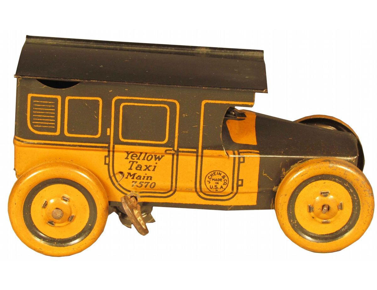 J Chein Tin Toy Yellow Taxi Main 7570 J Chein Tin Toy Yellow Taxi Main 7570
