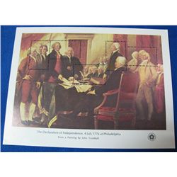 480. Mint Sheet of .18c U.S. Stamps. Frameable. "The Declaration of Independence, 4 July 1776 at Phi