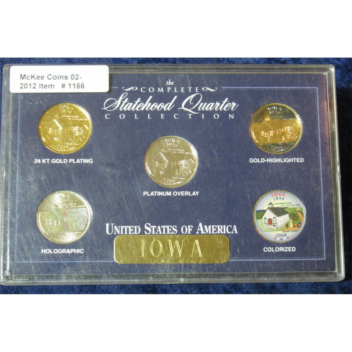 1166. Set of 52004 Iowa Quarters, 24K Gold, Holographic, Platinum