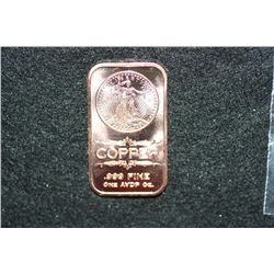 2012 Copper Ingot, .999 Fine 1 Oz.